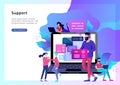 Concept Landing page template customer service, male hotline operator advises client