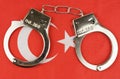 There are handcuffs on the flag of Turkey.