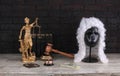 law, Themis and judicial gavel Royalty Free Stock Photo