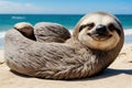Lazy Days  A Sloth s Summer Vacation .AI Generated Royalty Free Stock Photo