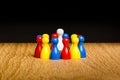 Concept leader, leadership and adoration circle pawns Royalty Free Stock Photo