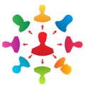 Concept of leadership, colorful people icons