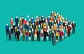 Concept of leadership and direction. Crowd of people gathered in an arrow shape. Royalty Free Stock Photo