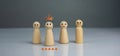 Concept of leadership, lead, inspire, empower, business, manager, teamwork, vision, strategy, influence, competition. Wooden doll