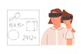 The concept of learning in glasses with augmented reality. Vector illustration in a flat style Royalty Free Stock Photo