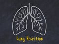 Concept of learning lung diseases. Chalk drawing of lungs with inscription Royalty Free Stock Photo