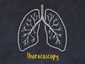 Concept of learning lung diseases. Chalk drawing of lungs with inscription Royalty Free Stock Photo