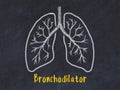 Concept of learning lung diseases. Chalk drawing of lungs with inscription Royalty Free Stock Photo