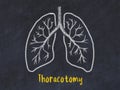 Concept of learning lung diseases. Chalk drawing of lungs with inscription