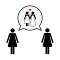 Concept of lesbian love pictogram