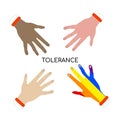 Concept of LGBT support,tolerance and the fight for gay and lesbian rights. Helping hands of different Nations and