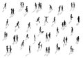 Drawings of silhouettes of people in their daily lives.