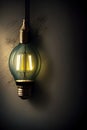 A Light Bulb Hanging From The Side Of A Wall. Generative AI Royalty Free Stock Photo