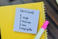 Concept of Likelihood write on sticky notes isolated on Wooden Table