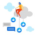 Concept of Likes in Social Media, flat vector illustration, for graphic and web design Royalty Free Stock Photo