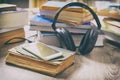 Concept of listening to audiobooks Royalty Free Stock Photo