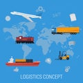 Concept of logistics transportation on world map