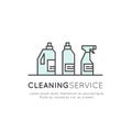 Concept Logo of Cleaning Service, Plumbing, Dishwashing, Household Company