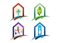 The concept of logos houses of worship to christianity Royalty Free Stock Photo