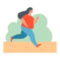 concept of losing weight, healthy lifestyle. Vector overweight young woman running in park Royalty Free Stock Photo