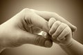 Concept of love and family. hands of mother and baby Royalty Free Stock Photo