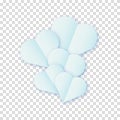 The concept of a love hearts cloud nubes in blue with a shadow on a transparent background. Vector clipart illustration