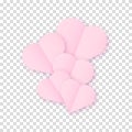 The concept of a love hearts cloud nubes in pink with a shadow on a transparent background. Vector clipart illustration