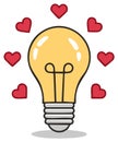 Concept of Love and Idea with hearts and light bulb for creativity and inspiration symbol Royalty Free Stock Photo