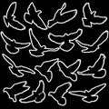 Concept of love or peace. Set silhouettes doves Royalty Free Stock Photo