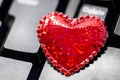 Big red heart on the keyboard.