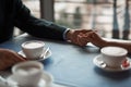 Man and woman having meeting in cafe Royalty Free Stock Photo