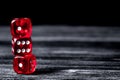 Concept luck - dice gambling on dark wooden background Royalty Free Stock Photo