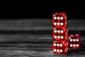 Concept luck - dice gambling on dark wooden background Royalty Free Stock Photo
