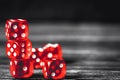 Concept luck - dice gambling on dark wooden background Royalty Free Stock Photo