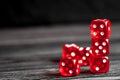 Concept luck - dice gambling on dark wooden background Royalty Free Stock Photo