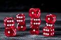 Concept luck - dice gambling on dark wooden background Royalty Free Stock Photo