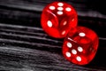 Concept luck - dice gambling on dark wooden background Royalty Free Stock Photo