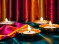 Luminous Diyas and Silk A Captivating Diwali Celebration.AI Generated