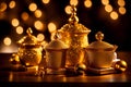 Luxurious Gift Sets Gold Frankincense and Myrrh for a Regal Holiday.AI Generated