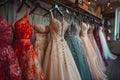 Elegant Formal Dresses for Weddings, Proms, and Special Events at a Luxury Boutique. Concept Luxury Royalty Free Stock Photo