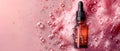 Concept Luxury Skincare, Collagen Luxury Collagen Serum with Oil Bubbles on a Soft Pink Canvas