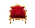 Red and gold luxury armchair isolated on white background Royalty Free Stock Photo