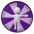 Concept: man-hour. 3d Man and clock face. 3D rendering. Royalty Free Stock Photo