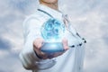 The concept of medical care globally through mobile Royalty Free Stock Photo