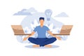 concept of meditation workflow, health benefits for body, Royalty Free Stock Photo