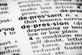 Dictionary definition of the word depression in focus