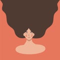 The concept of mental health. A young woman is sad. Depressive thoughts.Flat vector illustration