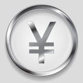Concept metallic yuan symbol logo button