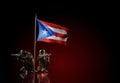 Concept of military conflict. Waving national flag of Puerto Rico