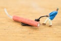 Concept miniature people working on Firecracker Royalty Free Stock Photo